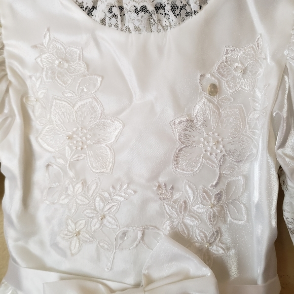 Vintage Lydia Pageant Satin Lace Ruffle Frilly Dress Size: 6 Made in USA - Picture 6 of 12